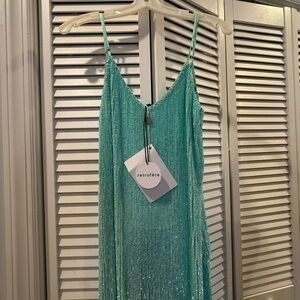 Retrofete Denisa Aqua Midi Dress small